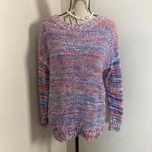 Gap Women’s Red Blue White Crayon Colors Threads Knit Sweater Long Sleeves